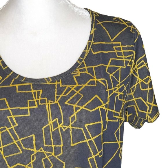 LuLaRoe Classic T Women's Small Top Navy Blue with Yellow Lines NWT - Picture 2 of 8